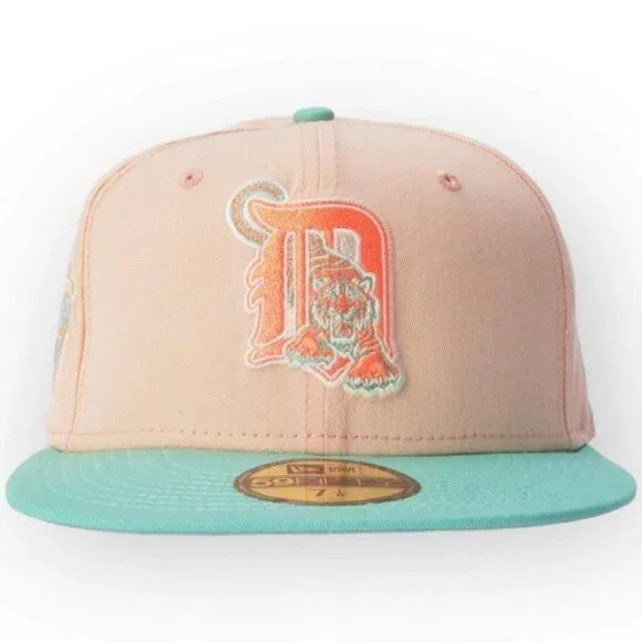 New Era Detroit Tigers Peach Mint 59FIFTY Fitted Hat 2005 All-Star Patch 7 3/8 - Picture 1 of 5